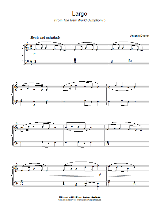 Antonin Dvorak Largo (from The New World) sheet music notes and chords. Download Printable PDF.