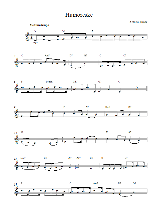 Antonin Dvorak Humoreske sheet music notes and chords. Download Printable PDF.
