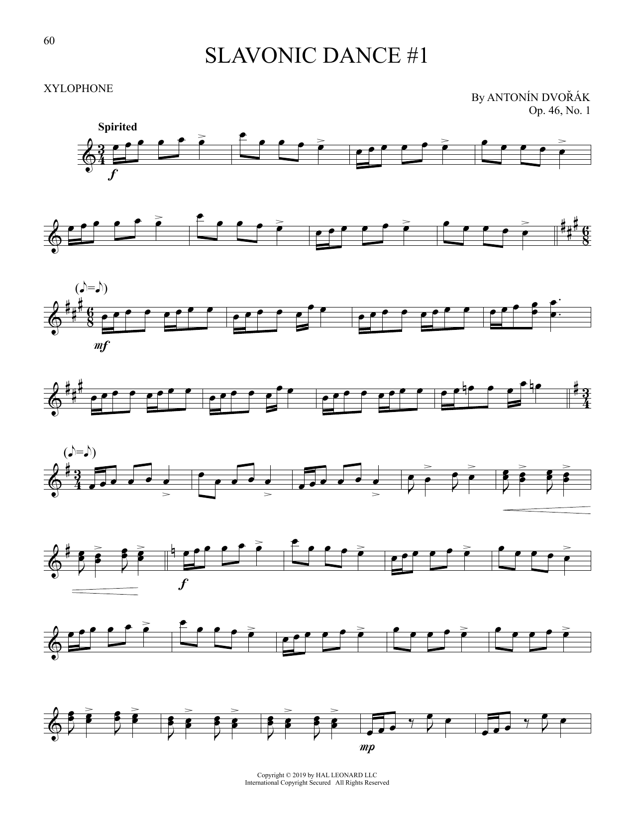 Learn to play Antonin Dvorak Slavonic Dance No. 1 sheet music for Xylophone Solo in minutes. Price: 3.9900$ Antonin Dvorak Slavonic Dance No. 1 sheet music notes and chords arranged for Xylophone Solo