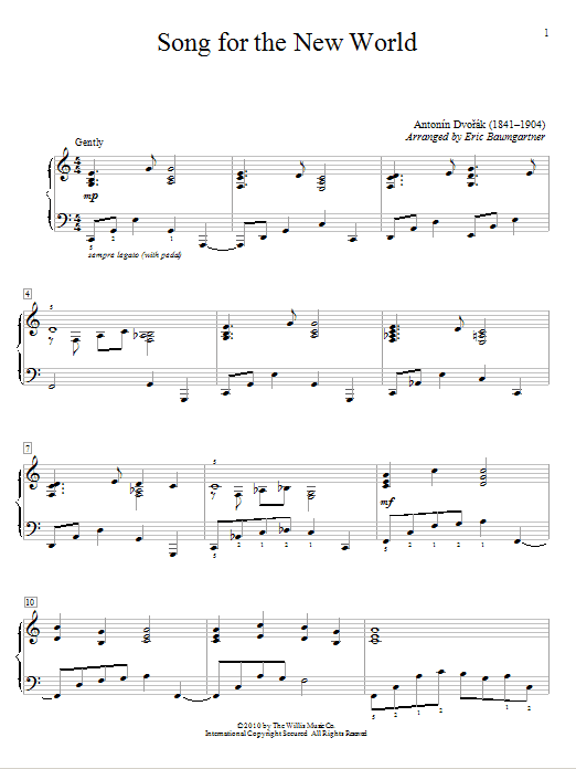 Antonin Dvorak Song For The New World sheet music notes and chords. Download Printable PDF.