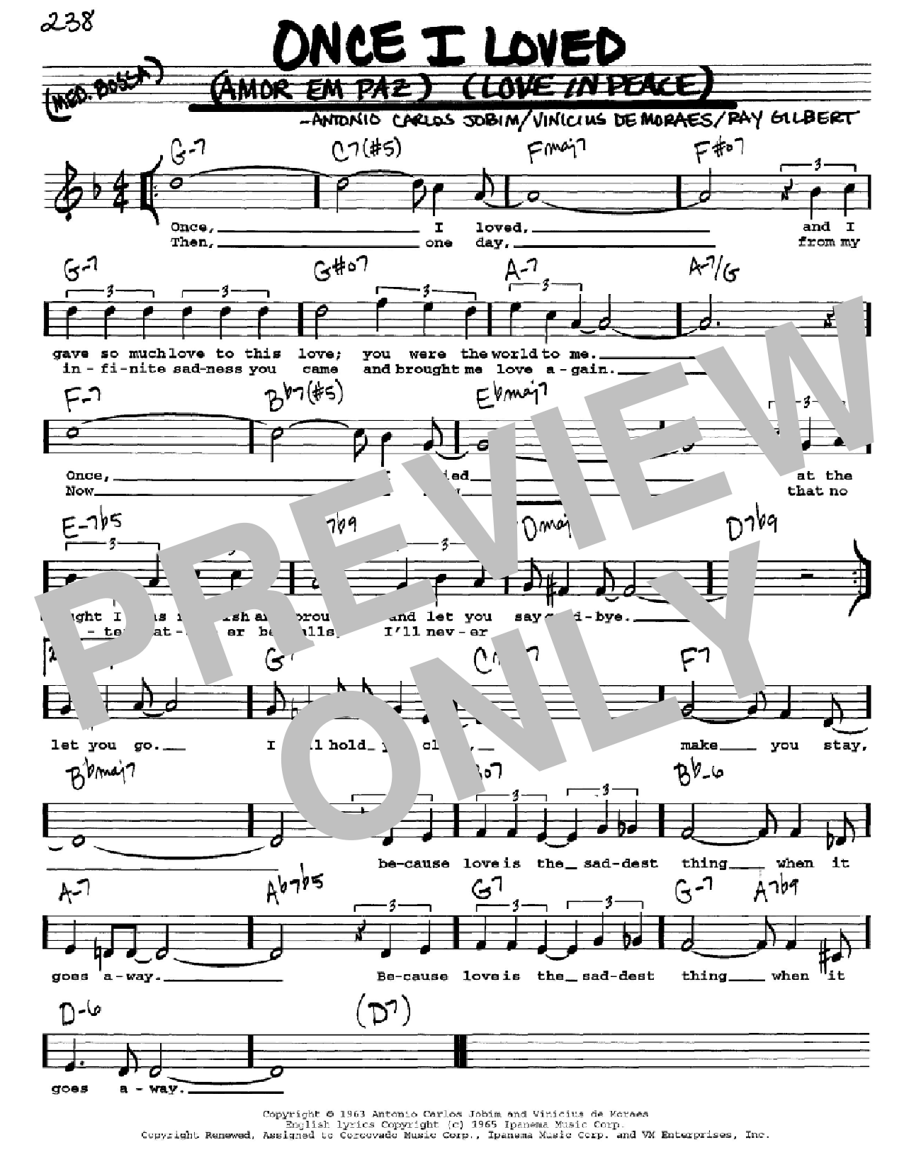 Antonio Carlos Jobim Once I Loved (Amor Em Paz) (Love In Peace) sheet music notes and chords. Download Printable PDF.