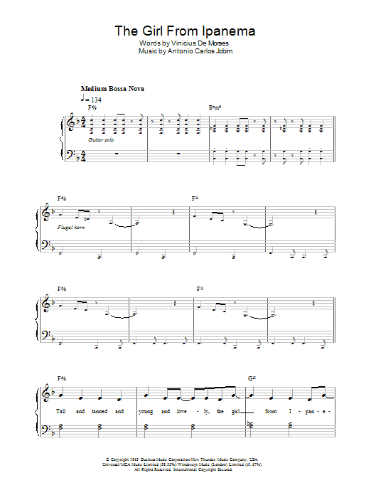 Frank Sinatra The Girl From Ipanema (Garota De Ipanema) sheet music notes and chords. Download Printable PDF.