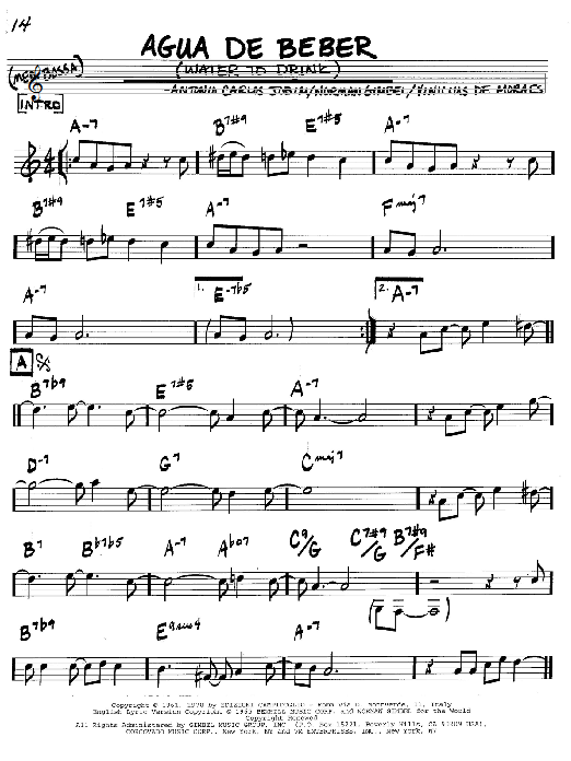 Antonio Carlos Jobim Agua De Beber (Water To Drink) sheet music notes and chords. Download Printable PDF.