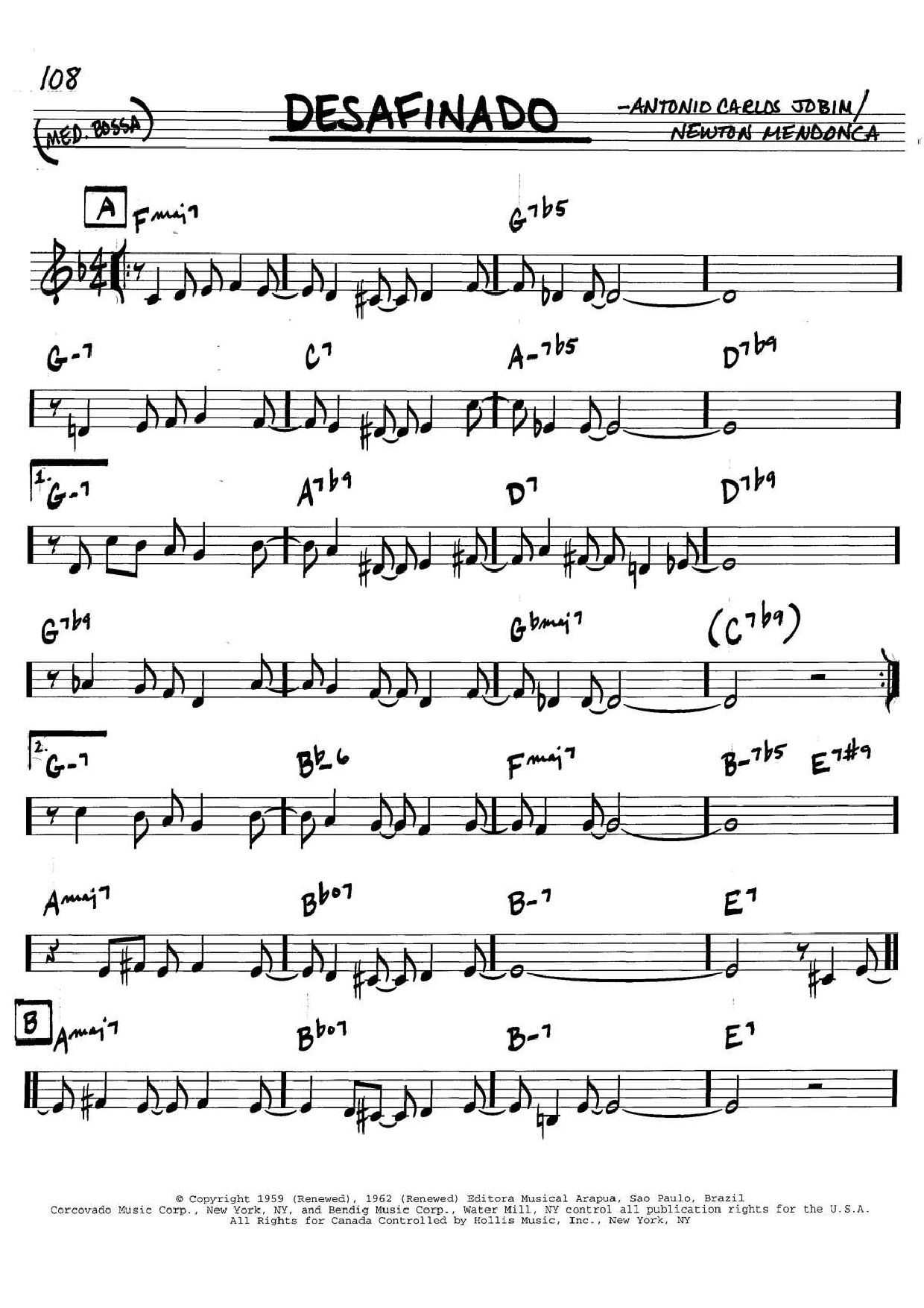 Antonio Carlos Jobim Desafinado sheet music notes and chords. Download Printable PDF.