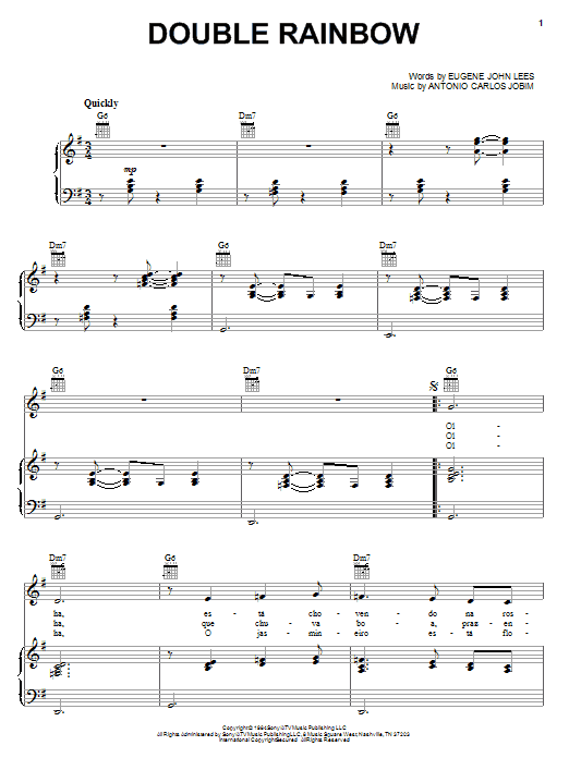 Learn to play Antonio Carlos Jobim Double Rainbow sheet music for Real Book – Melody & Chords in minutes. Antonio Carlos Jobim Double Rainbow sheet music notes and chords. Download Printable PDF.
