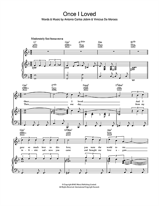 Antonio Carlos Jobim Once I Loved sheet music notes and chords. Download Printable PDF.