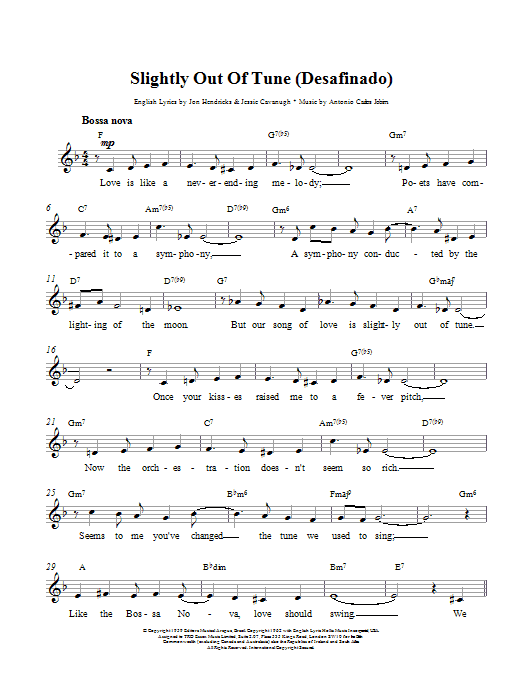 Antonio Carlos Jobim Desafinado (Slightly Out Of Tune) sheet music notes and chords. Download Printable PDF.