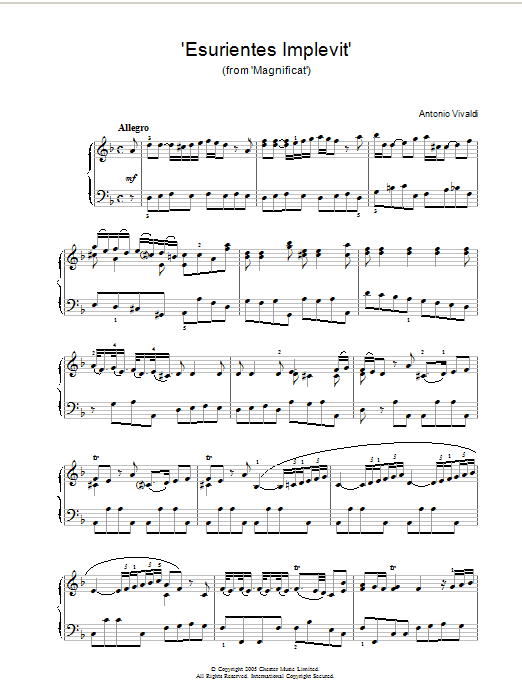 Antonio Vivaldi Esurientes Implevit (from Magnificat) sheet music notes and chords. Download Printable PDF.