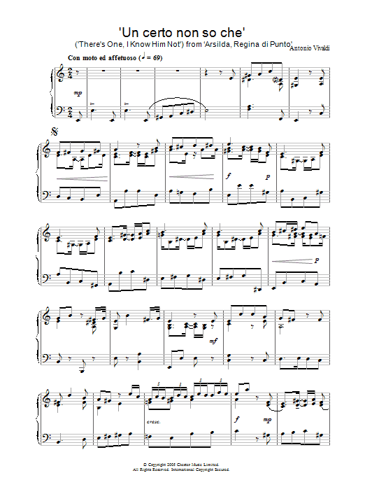 Antonio Vivaldi Un certo non so che (There's One, I Know Him Not) from ‘Arsilda, Regina di Punto' sheet music notes and chords. Download Printable PDF.