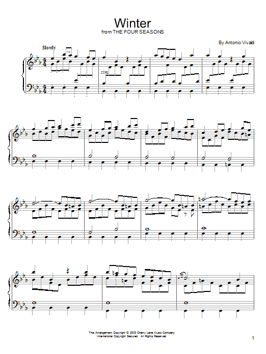 Learn to play Antonio Vivaldi Winter from The Four Seasons (Second movement: Largo) sheet music for Piano Solo in minutes. Antonio Vivaldi Winter from The Four Seasons (Second movement: Largo) sheet music notes and chords. Download Printable PDF.