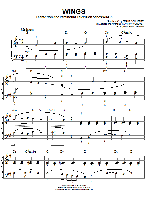 Antony Cooke Wings sheet music notes and chords. Download Printable PDF.