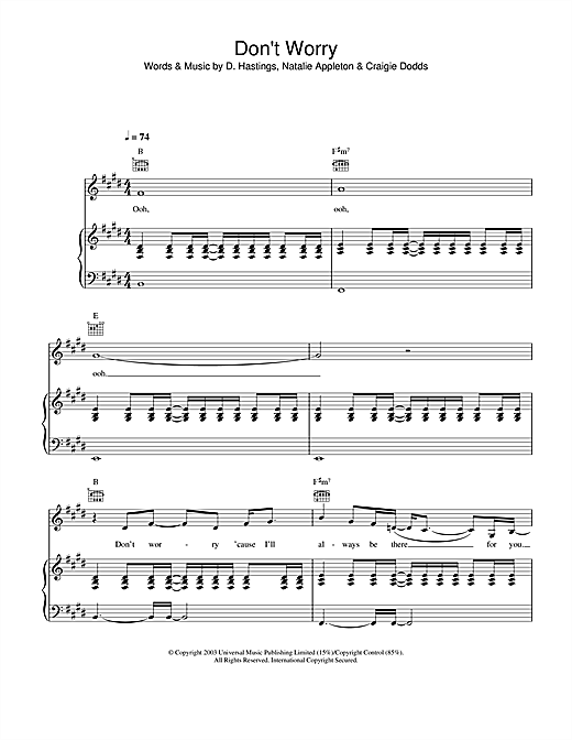 Appleton Don't Worry sheet music notes and chords. Download Printable PDF.