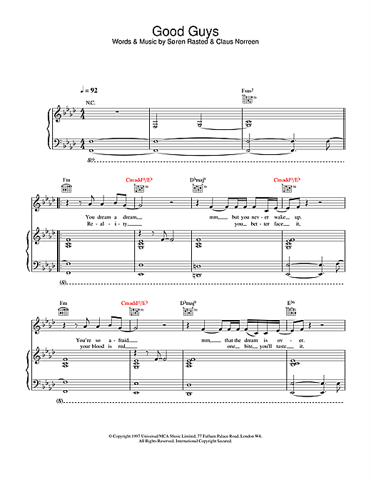 Aqua Good Guys sheet music notes and chords. Download Printable PDF.