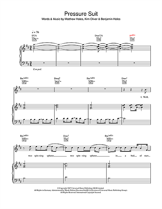 Aqualung Pressure Suit sheet music notes and chords. Download Printable PDF.