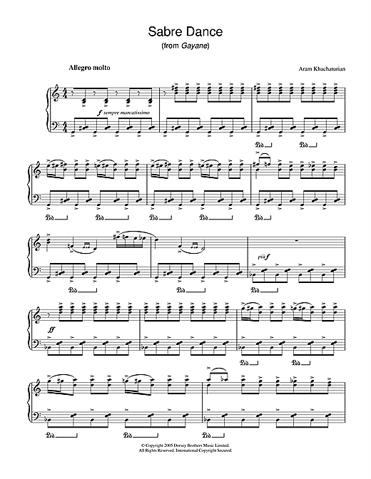 Learn to play Aram Khachaturian Sabre Dance (from Gayane) sheet music for Beginner Piano in minutes. Aram Khachaturian Sabre Dance (from Gayane) sheet music notes and chords