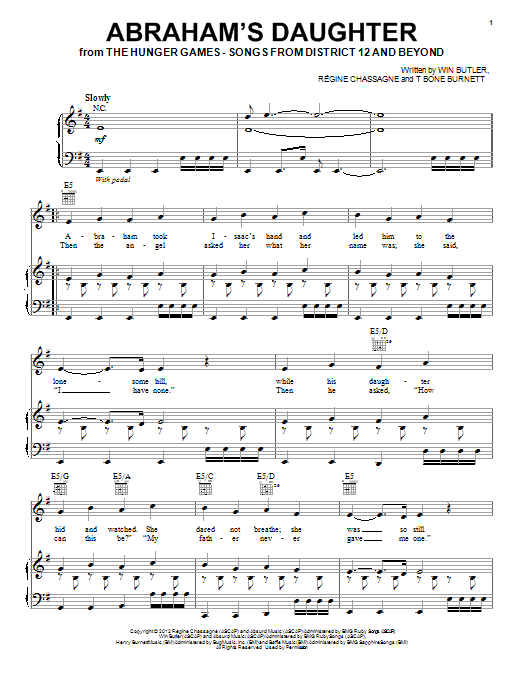 Arcade Fire Abraham's Daughter sheet music notes and chords. Download Printable PDF.