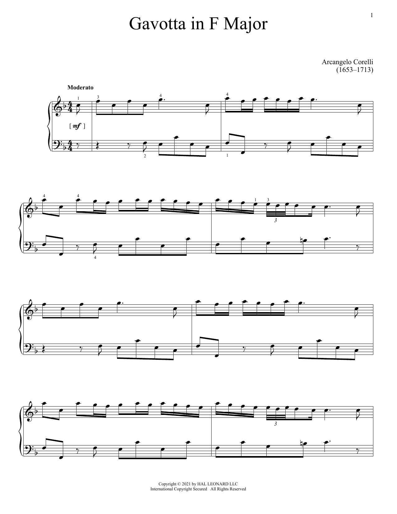 Learn to play Arcangelo Corelli Gavotta In F Major sheet music for Piano Solo in minutes. Price: 7.8900$ Arcangelo Corelli Gavotta In F Major sheet music notes and chords arranged for Piano Solo