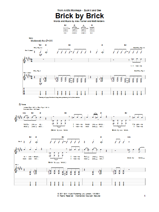 Arctic Monkeys Brick By Brick sheet music notes and chords. Download Printable PDF.