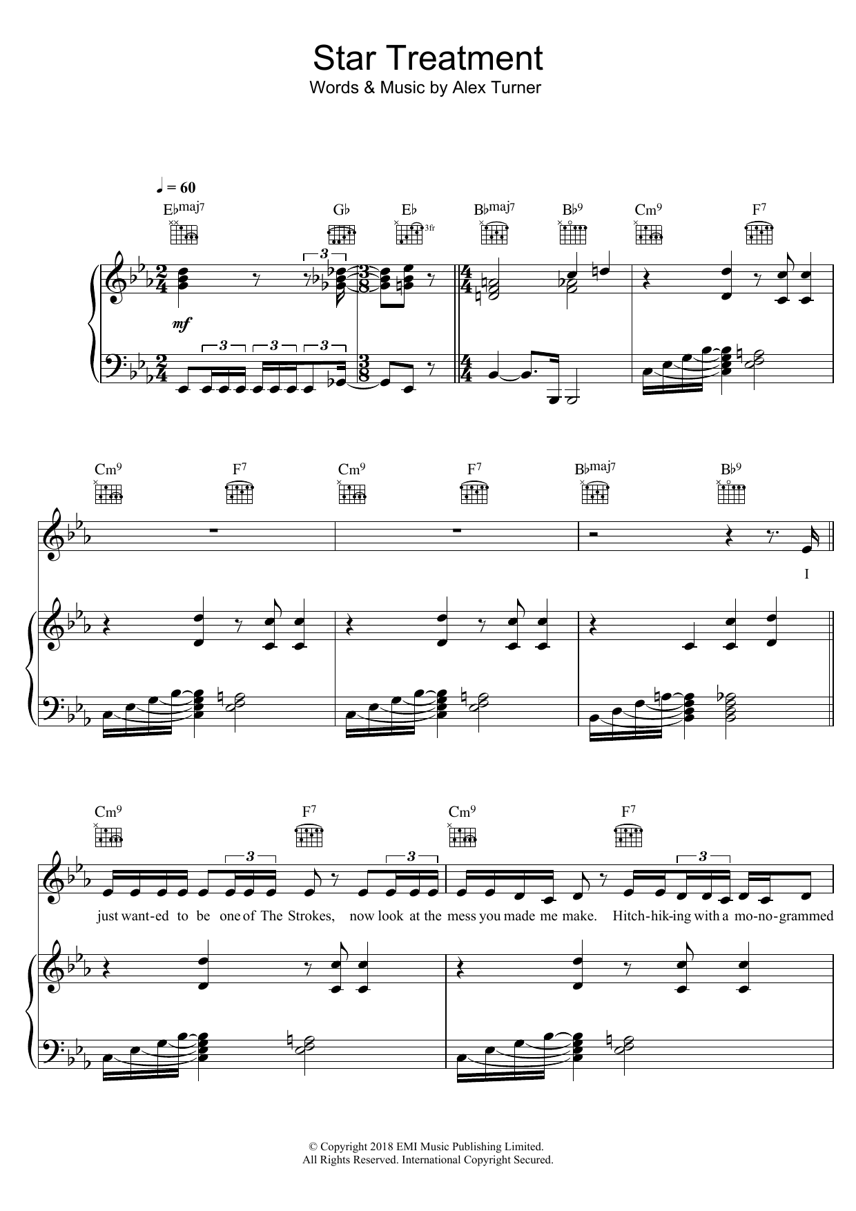 Arctic Monkeys Star Treatment sheet music notes and chords. Download Printable PDF.