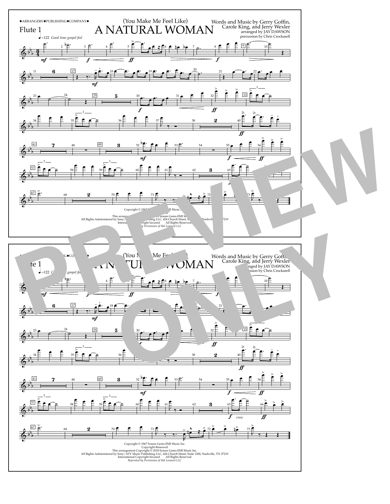Learn to play Aretha Franklin (You Make Me Feel Like) A Natural Woman (arr. Jay Dawson) - Flute 1 sheet music for Marching Band in minutes. Price: 7.8900$ Aretha Franklin (You Make Me Feel Like) A Natural Woman (arr. Jay Dawson) - Flute 1 sheet music notes and chords arranged for Marching Band