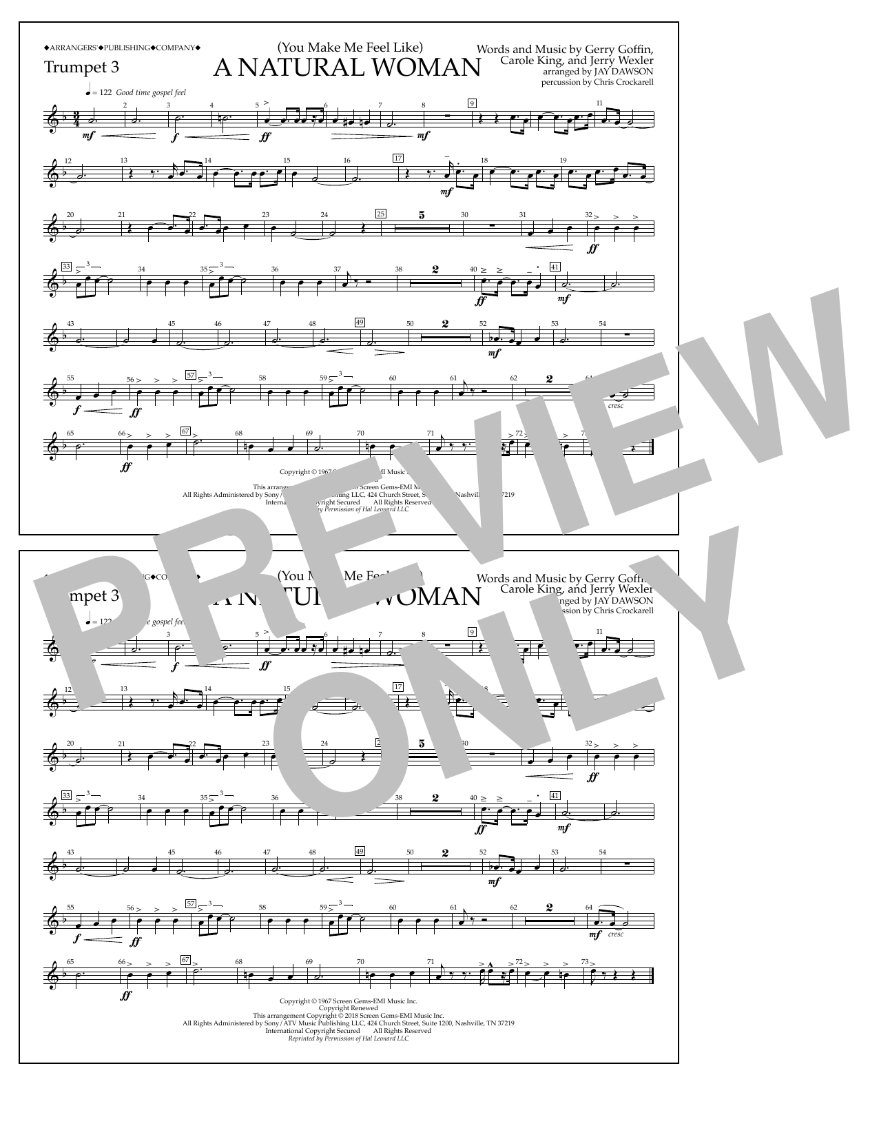 Learn to play Aretha Franklin (You Make Me Feel Like) A Natural Woman (arr. Jay Dawson) - Trumpet 3 sheet music for Marching Band in minutes. Price: 7.8900$ Aretha Franklin (You Make Me Feel Like) A Natural Woman (arr. Jay Dawson) - Trumpet 3 sheet music notes and chords arranged for Marching Band