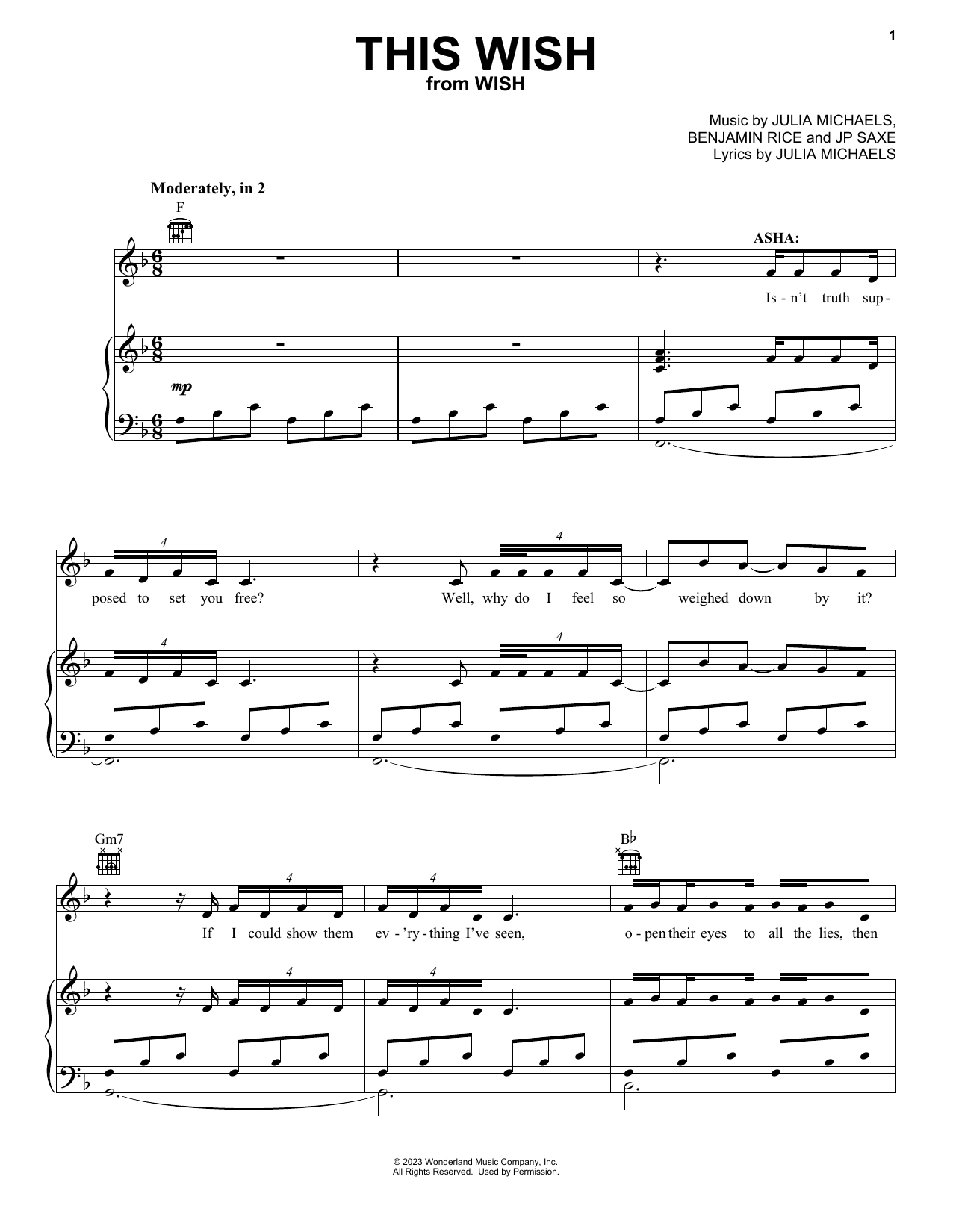 This Wish (from Wish) Sheet Music by Ariana DeBose | Easy Piano ...