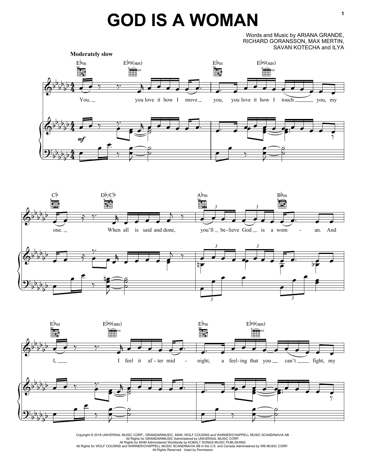 Ariana Grande God Is A Woman sheet music notes and chords. Download Printable PDF.