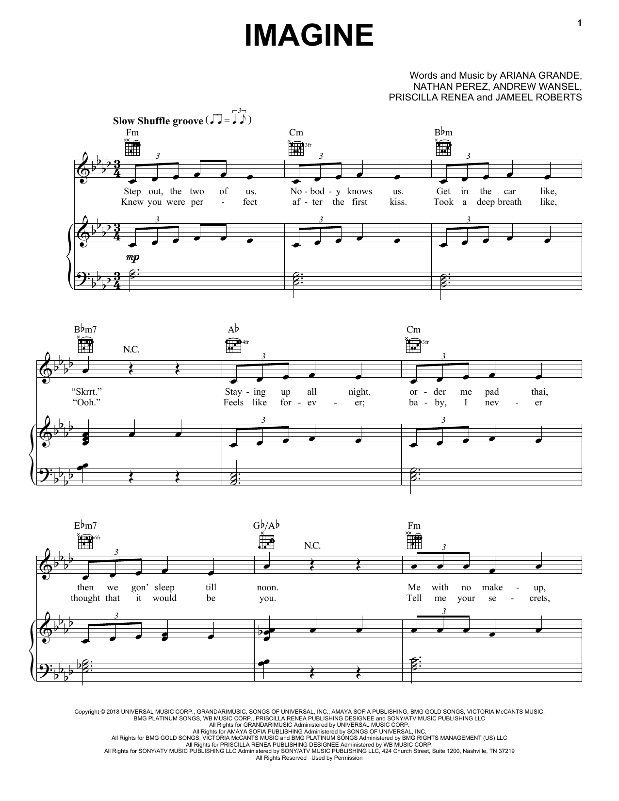 Ariana Grande Imagine Sheet Music Pdf Notes Chords Pop Score Piano Vocal Guitar Right Hand Melody Download Printable Sku 407022 - imagine roblox id code ariana grande