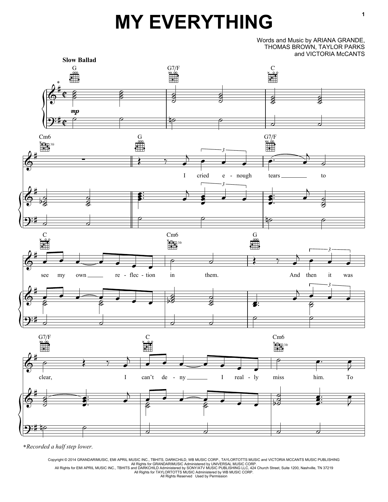 Ariana Grande My Everything Sheet Music Pdf Notes Chords Pop Score Piano Vocal Guitar Right Hand Melody Download Printable Sku 160983