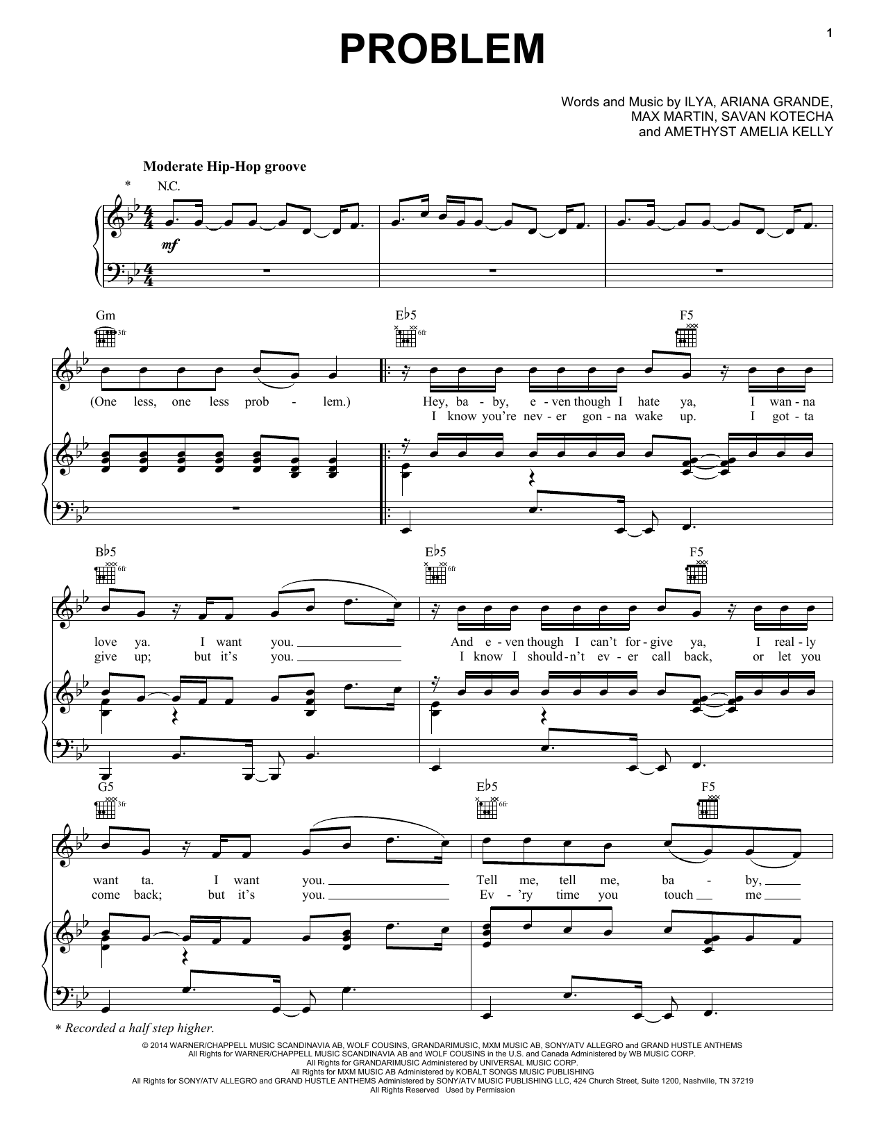 Ariana Grande Featuring Iggy Azalea Problem sheet music notes and chords. Download Printable PDF.