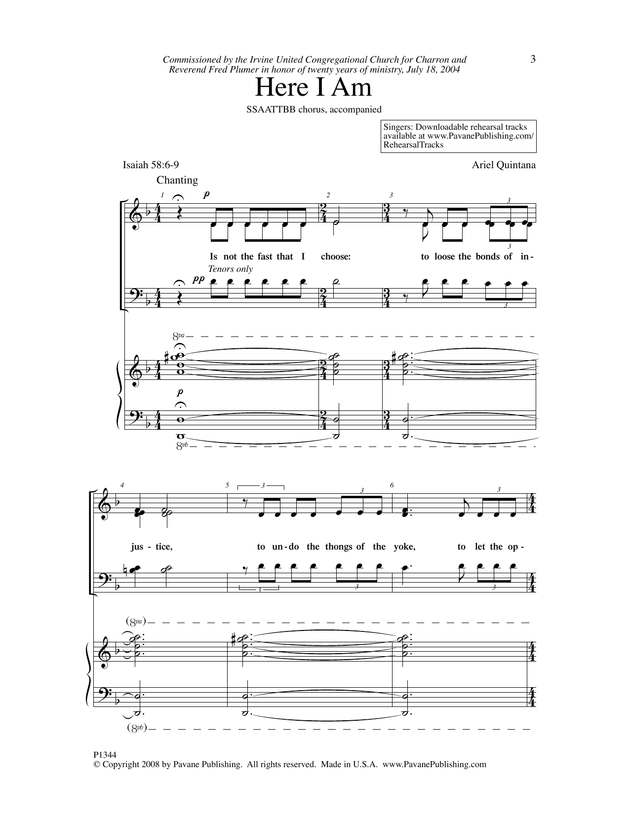 Ariel Quintana Here I Am sheet music notes and chords. Download Printable PDF.