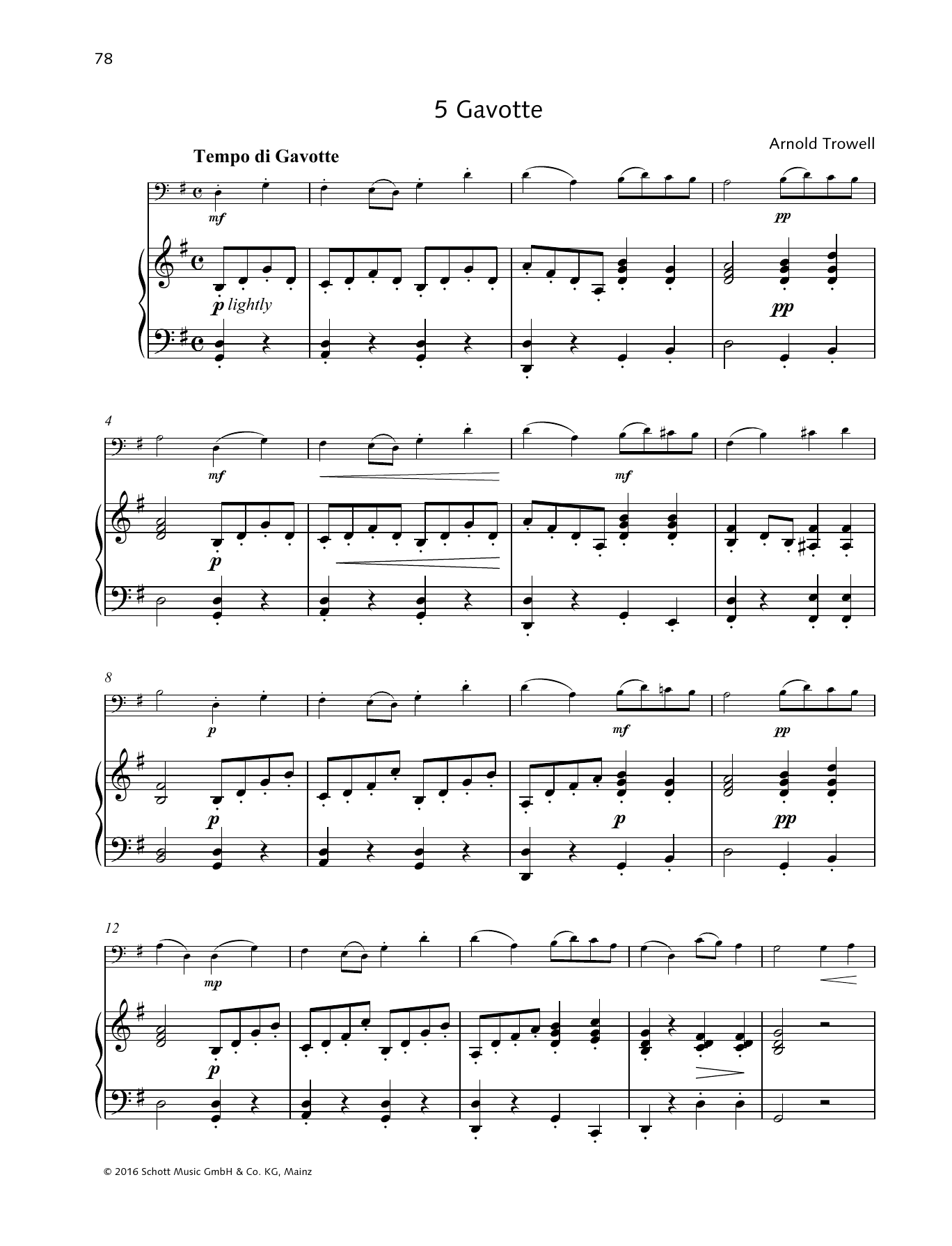 Arnold Trowell Gavotte sheet music notes and chords. Download Printable PDF.