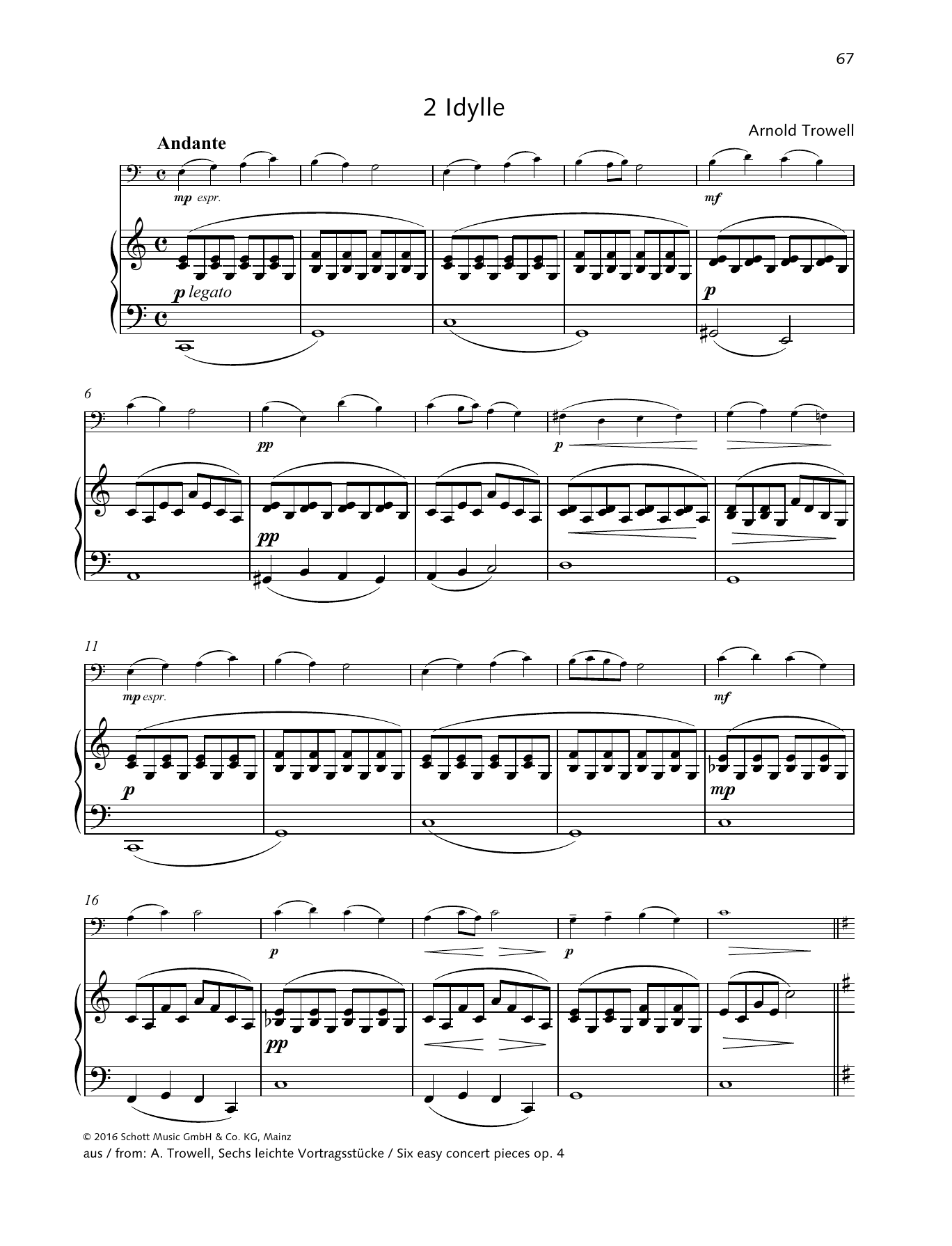 Arnold Trowell Idylle sheet music notes and chords. Download Printable PDF.