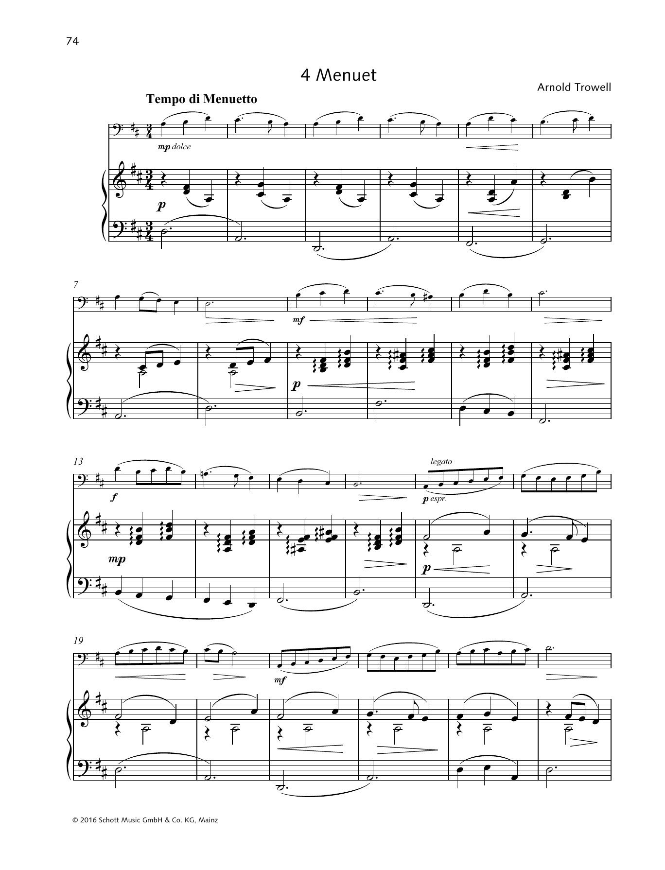 Arnold Trowell Menuet sheet music notes and chords. Download Printable PDF.