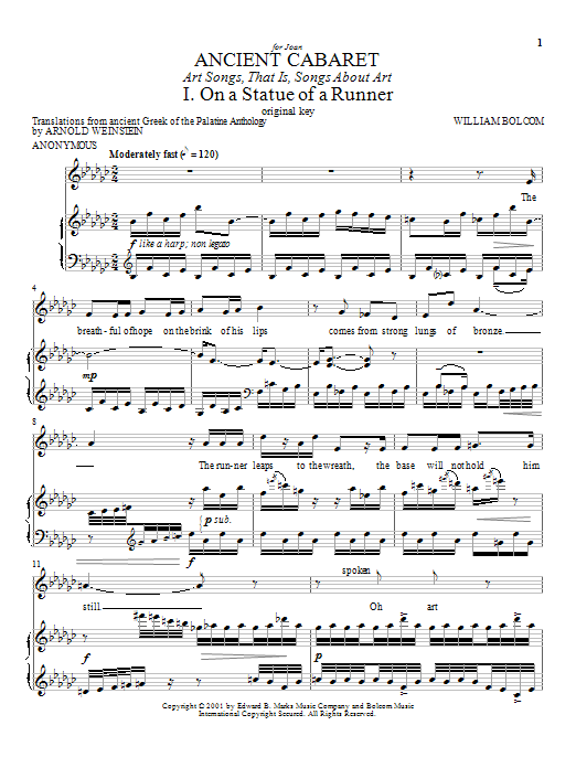 Learn to play Arnold Weinstein Ancient Cabaret sheet music for Piano & Vocal in minutes. Price: 6.9900$ Arnold Weinstein Ancient Cabaret sheet music notes and chords arranged for Piano & Vocal