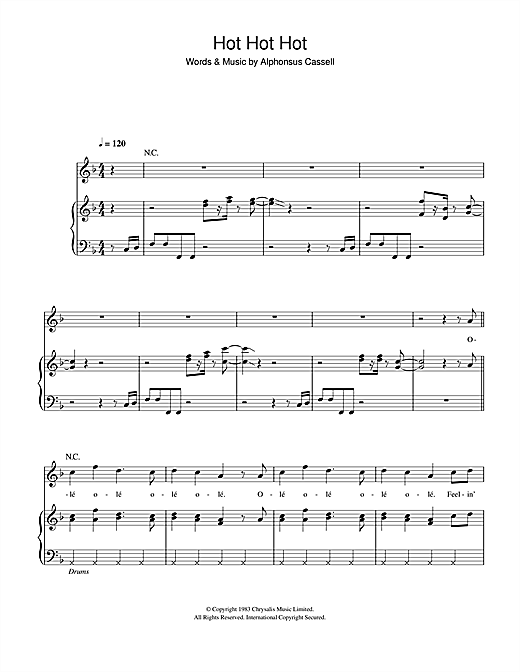 Arrow Hot Hot Hot sheet music notes and chords. Download Printable PDF.