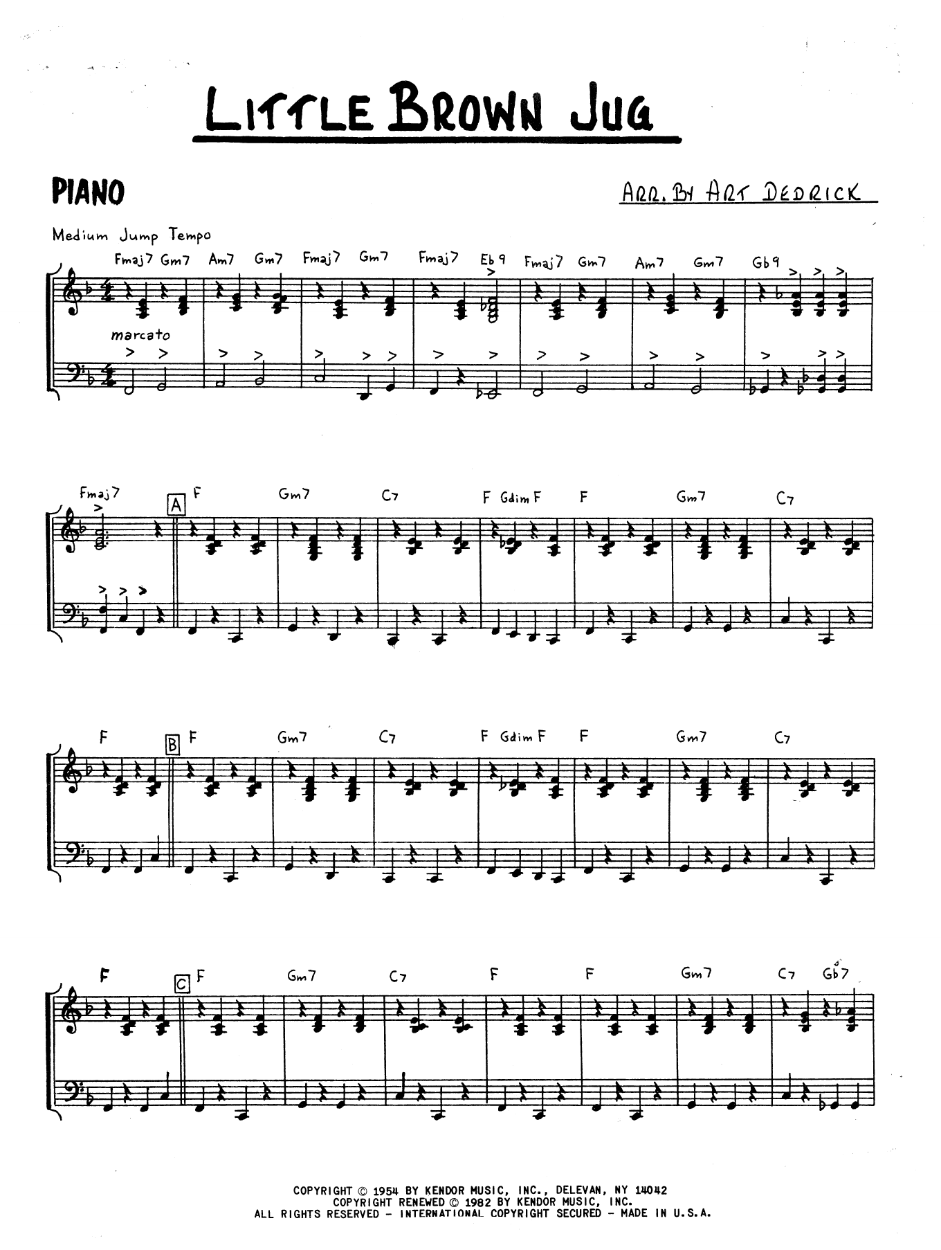 art-dedrick-little-brown-jug-piano-sheet-music-notes-chords-jazz
