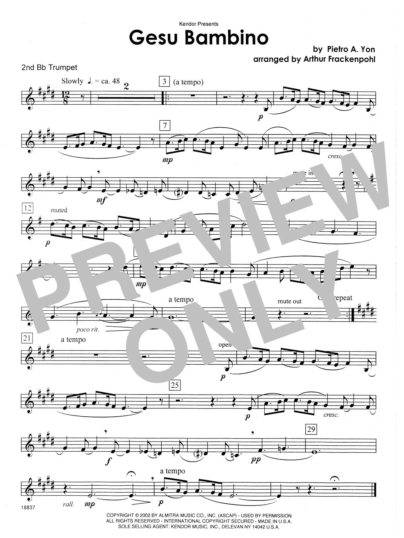 Learn to play Arthur Frackenpohl Gesu Bambino - 2nd Bb Trumpet sheet music for Brass Ensemble in minutes. Price: 7.8900$ Arthur Frackenpohl Gesu Bambino - 2nd Bb Trumpet sheet music notes and chords. Download Printable PDF.