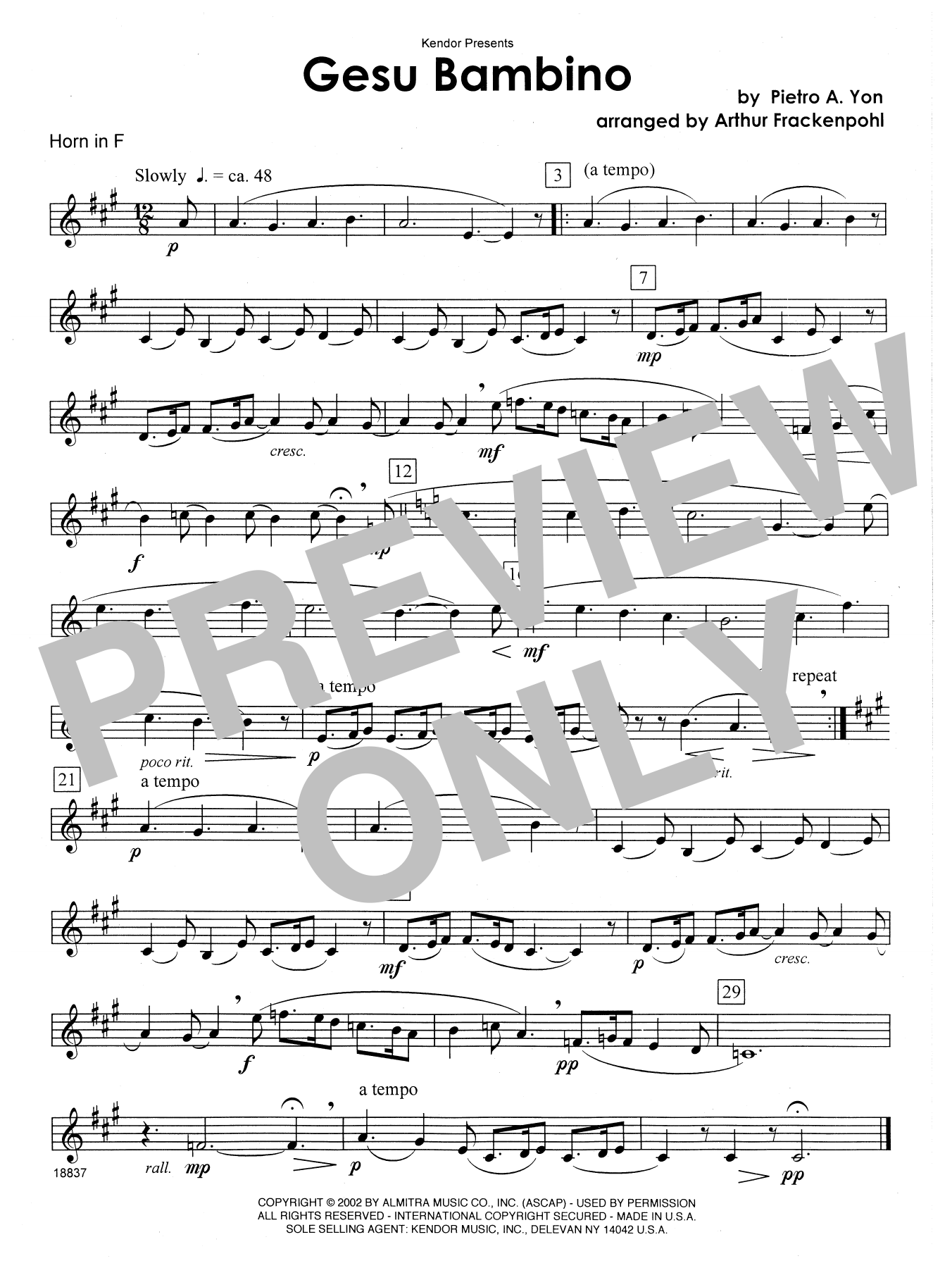 Learn to play Arthur Frackenpohl Gesu Bambino - Horn in F sheet music for Brass Ensemble in minutes. Arthur Frackenpohl Gesu Bambino - Horn in F sheet music notes and chords. Download Printable PDF.