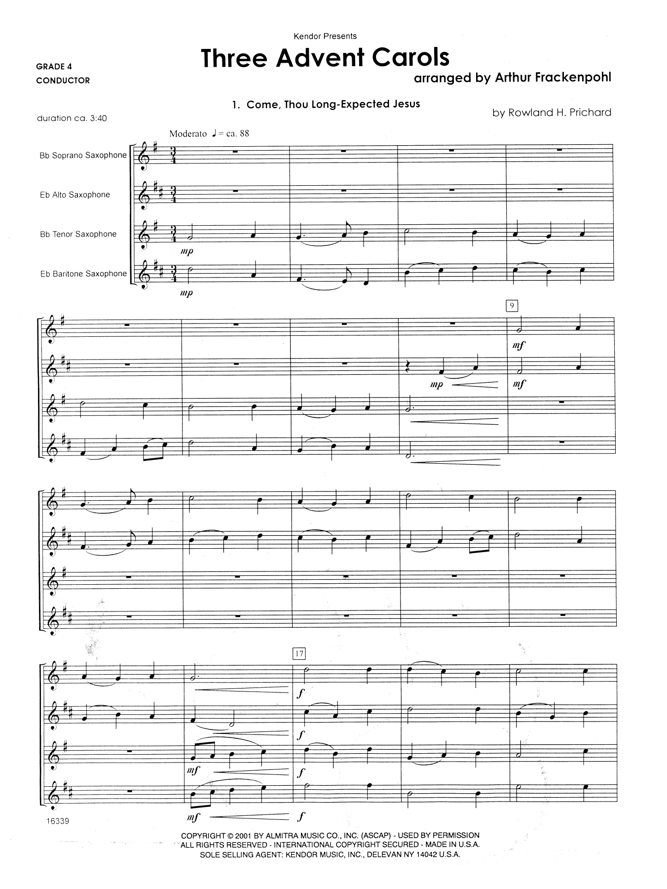 Arthur Frackenpohl Three Advent Carols - Full Score sheet music notes and chords. Download Printable PDF.