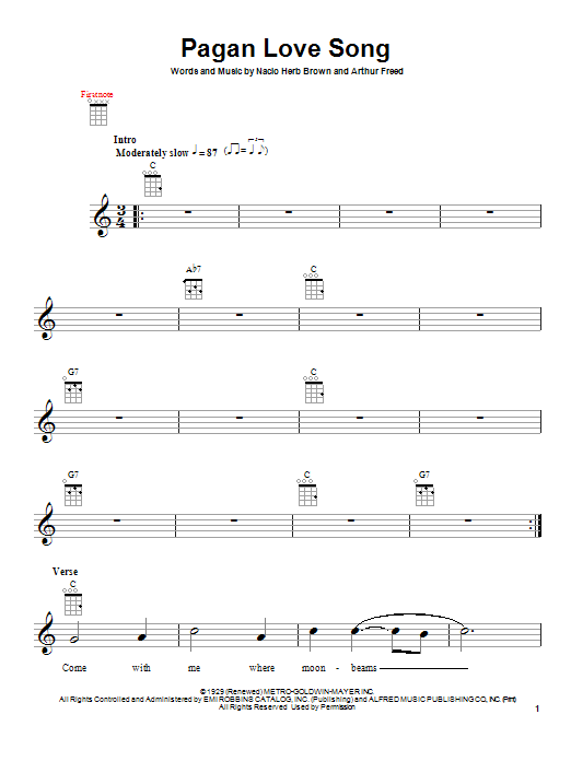 Arthur Freed Pagan Love Song sheet music notes and chords. Download Printable PDF.