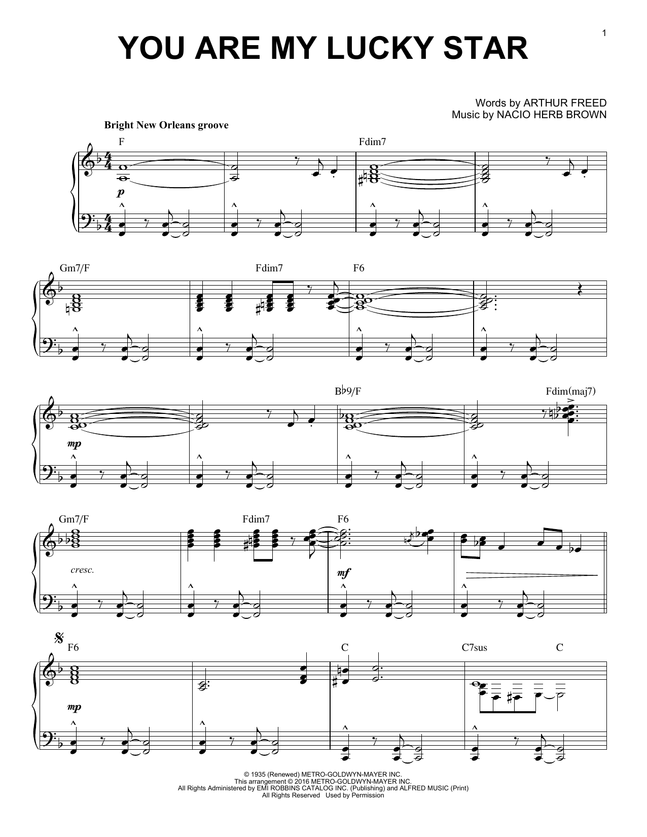 Learn to play Arthur Freed You Are My Lucky Star sheet music for Lead Sheet / Fake Book in minutes. Arthur Freed You Are My Lucky Star sheet music notes and chords. Download Printable PDF.