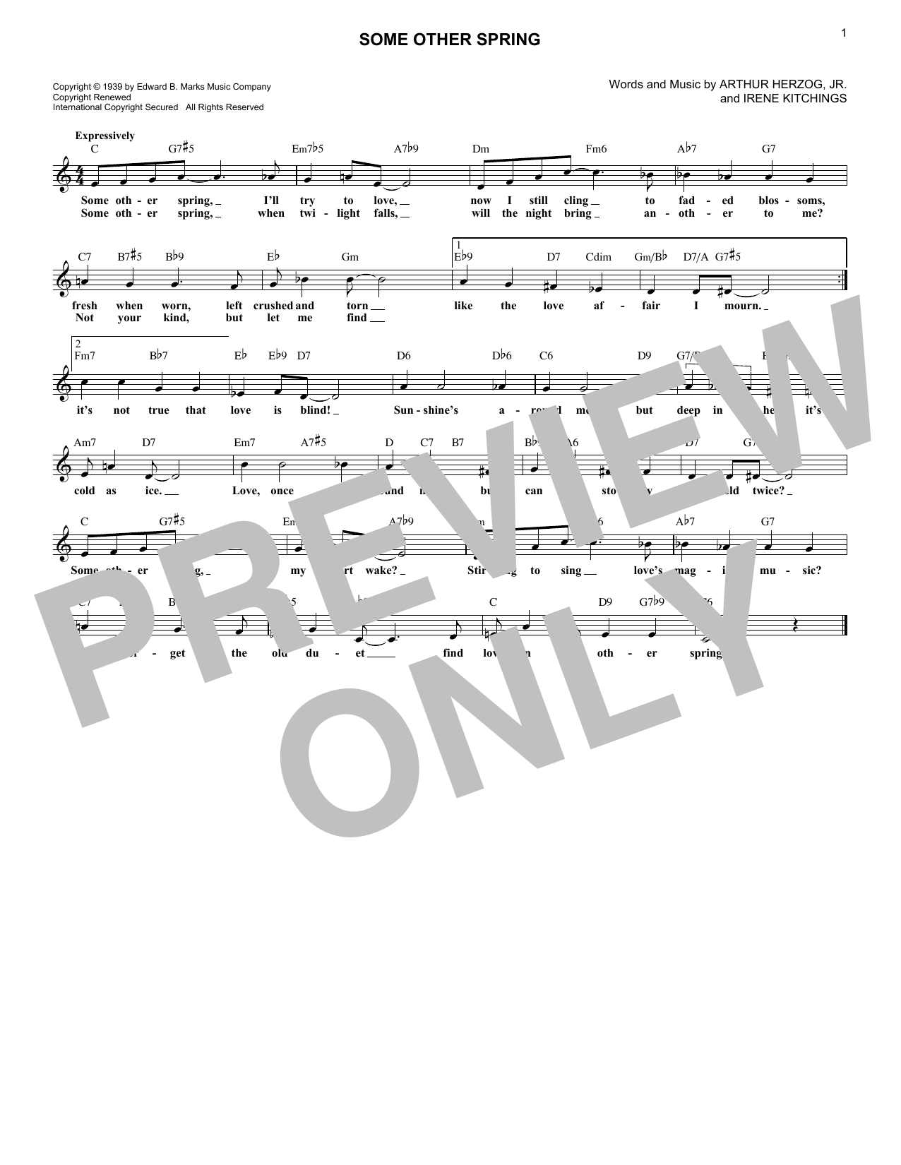 Learn to play Arthur Herzog Jr. and Irene Kitchings Some Other Spring sheet music for Lead Sheet / Fake Book in minutes. Price: 5.9900$ Arthur Herzog Jr. and Irene Kitchings Some Other Spring sheet music notes and chords arranged for Lead Sheet / Fake Book