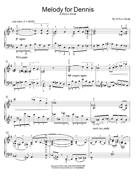 Learn to play Arthur Houle Melody For Dennis sheet music for Educational Piano in minutes. Price: 6.9900$ Arthur Houle Melody For Dennis sheet music notes and chords arranged for Educational Piano