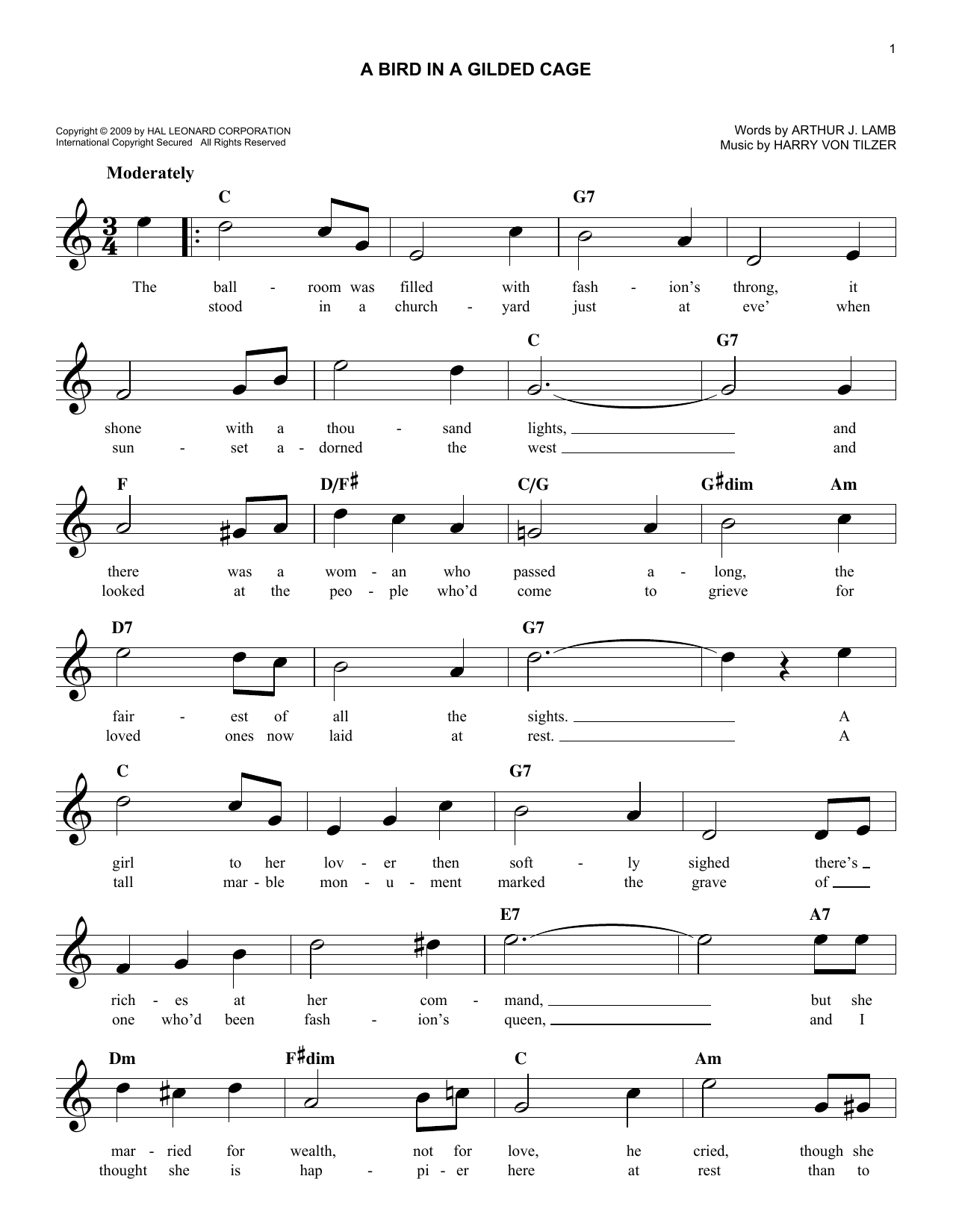Learn to play Arthur J. Lamb A Bird In A Gilded Cage sheet music for Easy Lead Sheet / Fake Book in minutes. Price: 5.9900$ Arthur J. Lamb A Bird In A Gilded Cage sheet music notes and chords arranged for Easy Lead Sheet / Fake Book