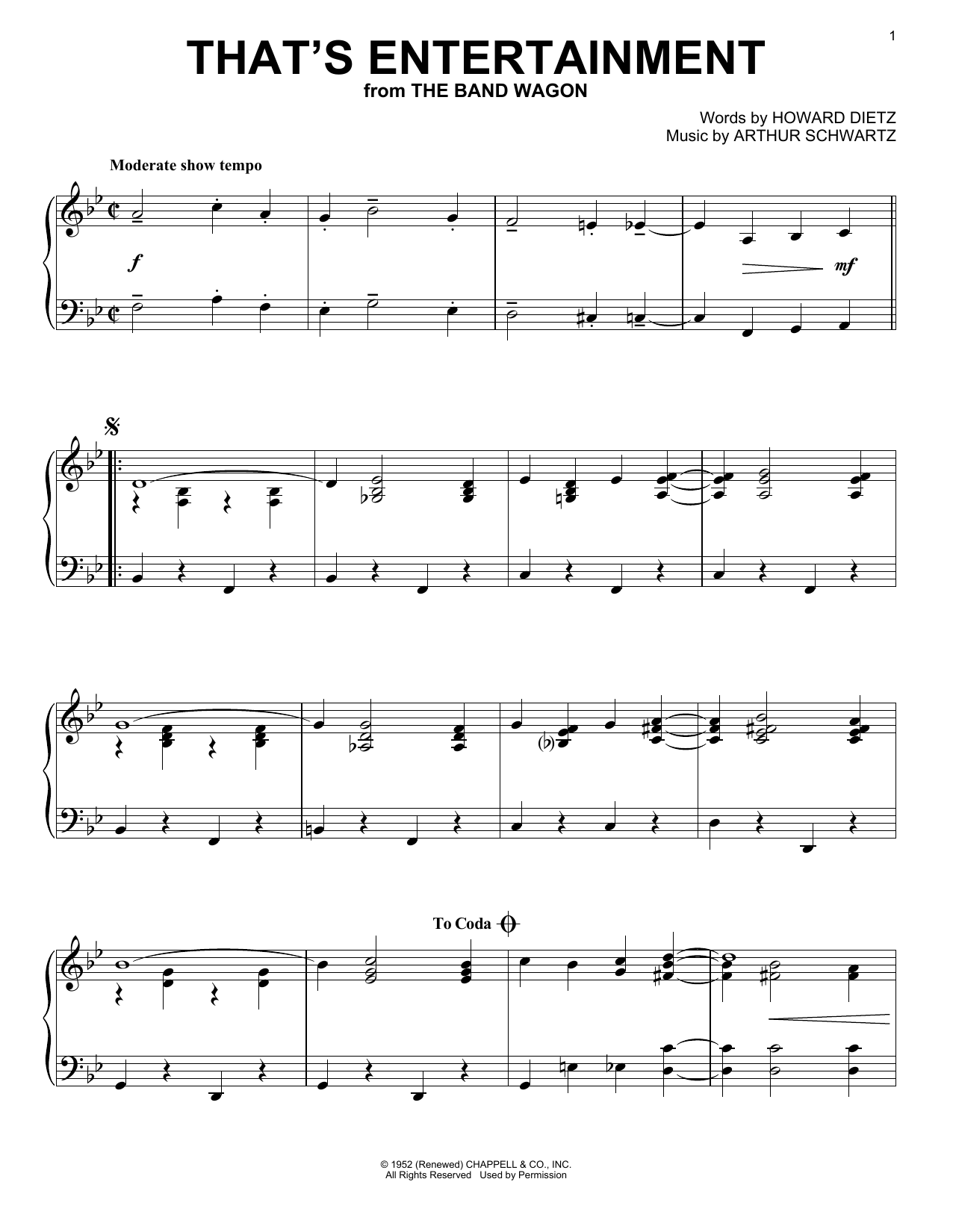 Arthur Schwartz That's Entertainment sheet music notes and chords. Download Printable PDF.