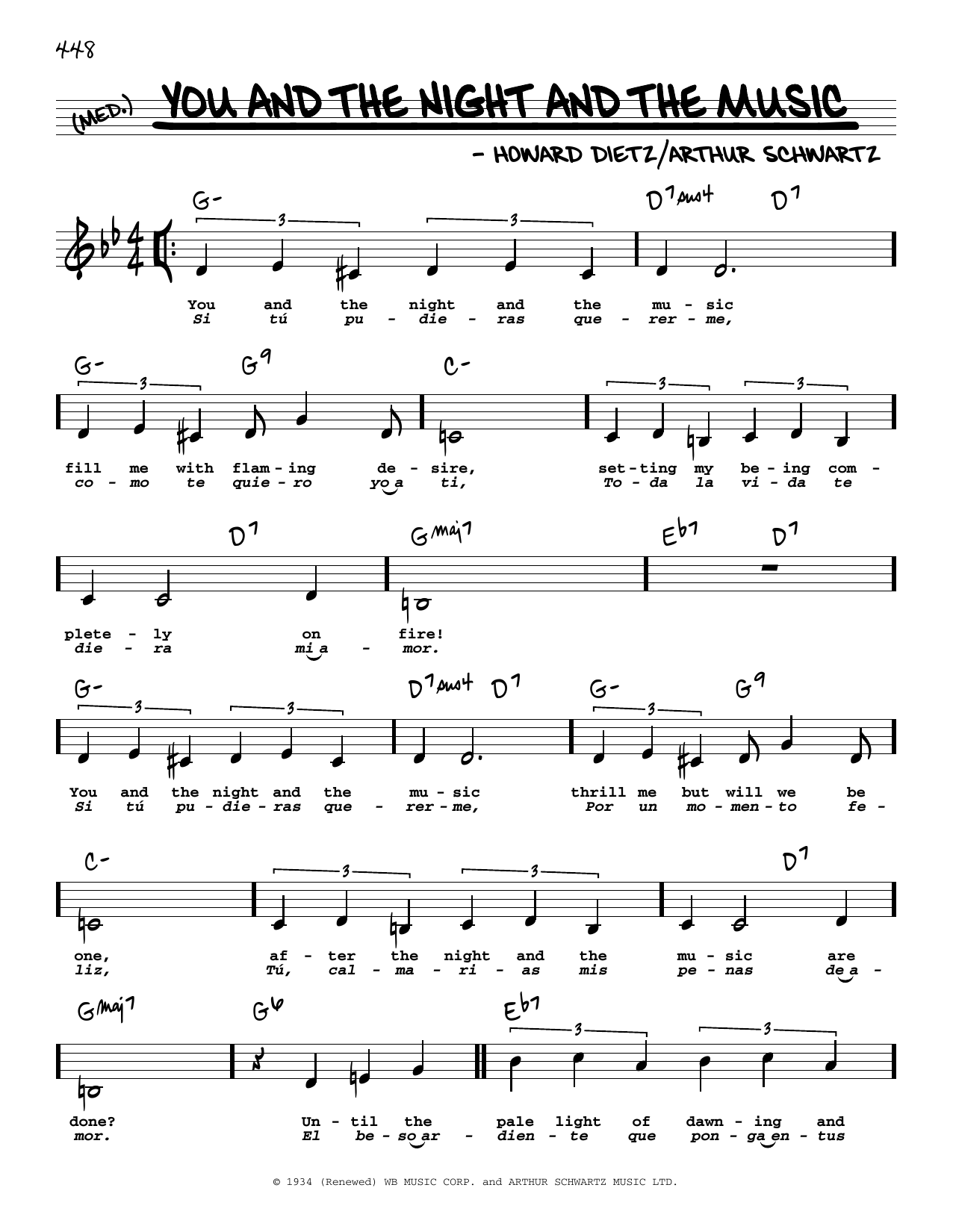Arthur Schwartz "You And The Night And The Music" Sheet Music for Real
