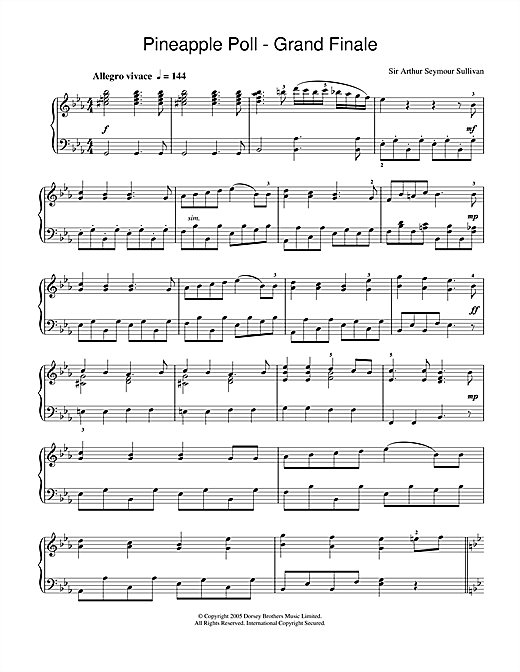Learn to play Arthur Seymour Sullivan Grand Finale From Pineapple Poll sheet music for Piano Solo in minutes. Arthur Seymour Sullivan Grand Finale From Pineapple Poll sheet music notes and chords