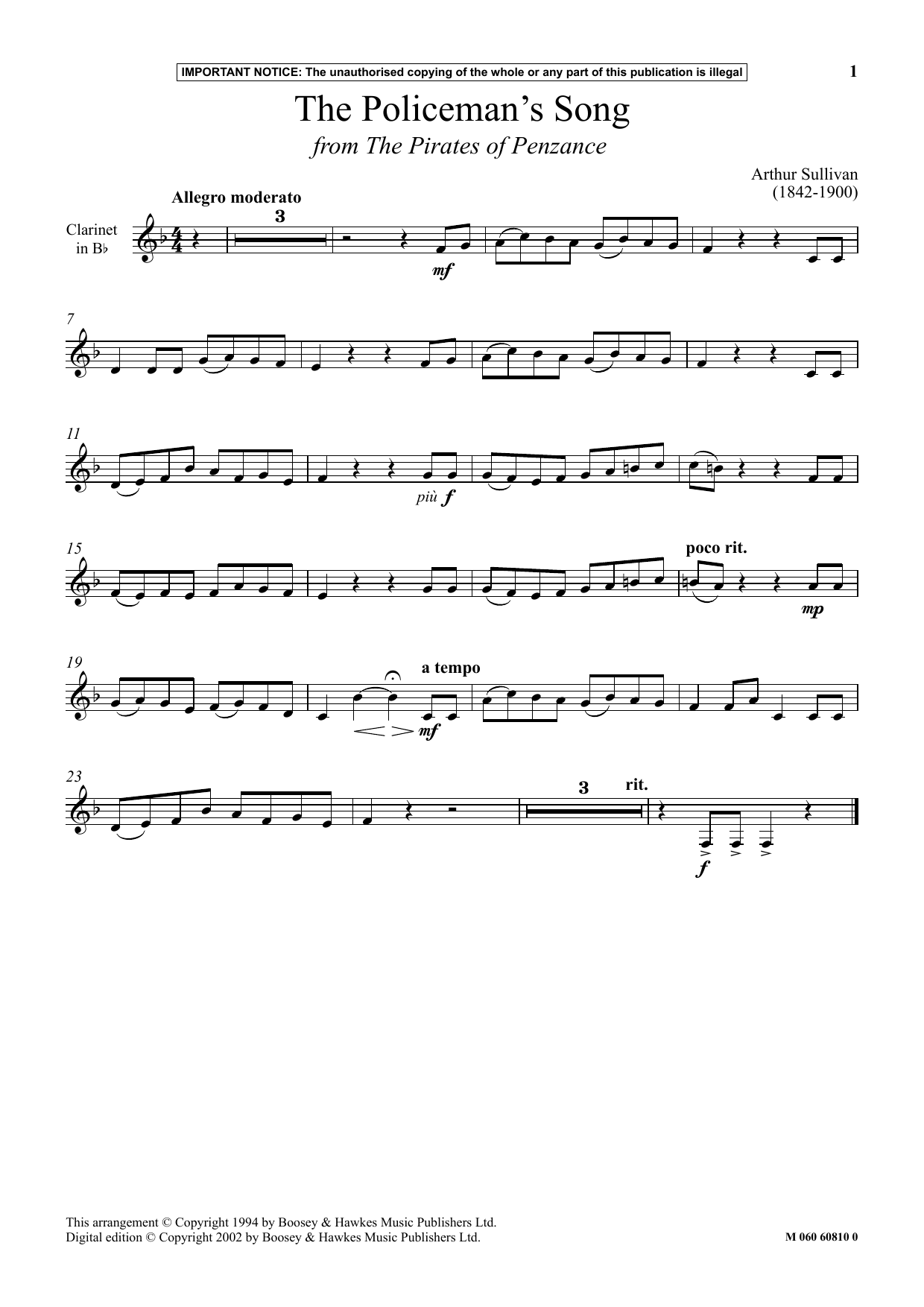 Learn to play Arthur Sullivan The Policeman's Song (from The Pirates Of Penzance) sheet music for Instrumental Solo in minutes. Price: 5.9900$ Arthur Sullivan The Policeman's Song (from The Pirates Of Penzance) sheet music notes and chords arranged for Instrumental Solo