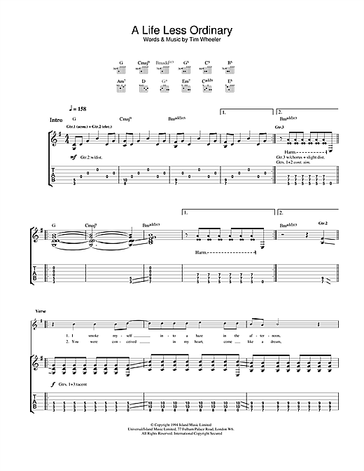 Learn to play Ash A Life Less Ordinary sheet music for Guitar Tab in minutes. Ash A Life Less Ordinary sheet music notes and chords